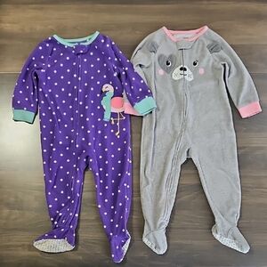 Carter’s Baby Girl Fleece Footie Pajamas – Lot of 2 – Size 18M